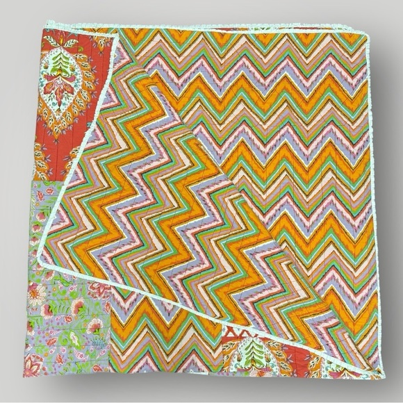 Nostalgia Home Fashion patchwork Queen size Quilt orange cotton spring summer - Picture 4 of 4